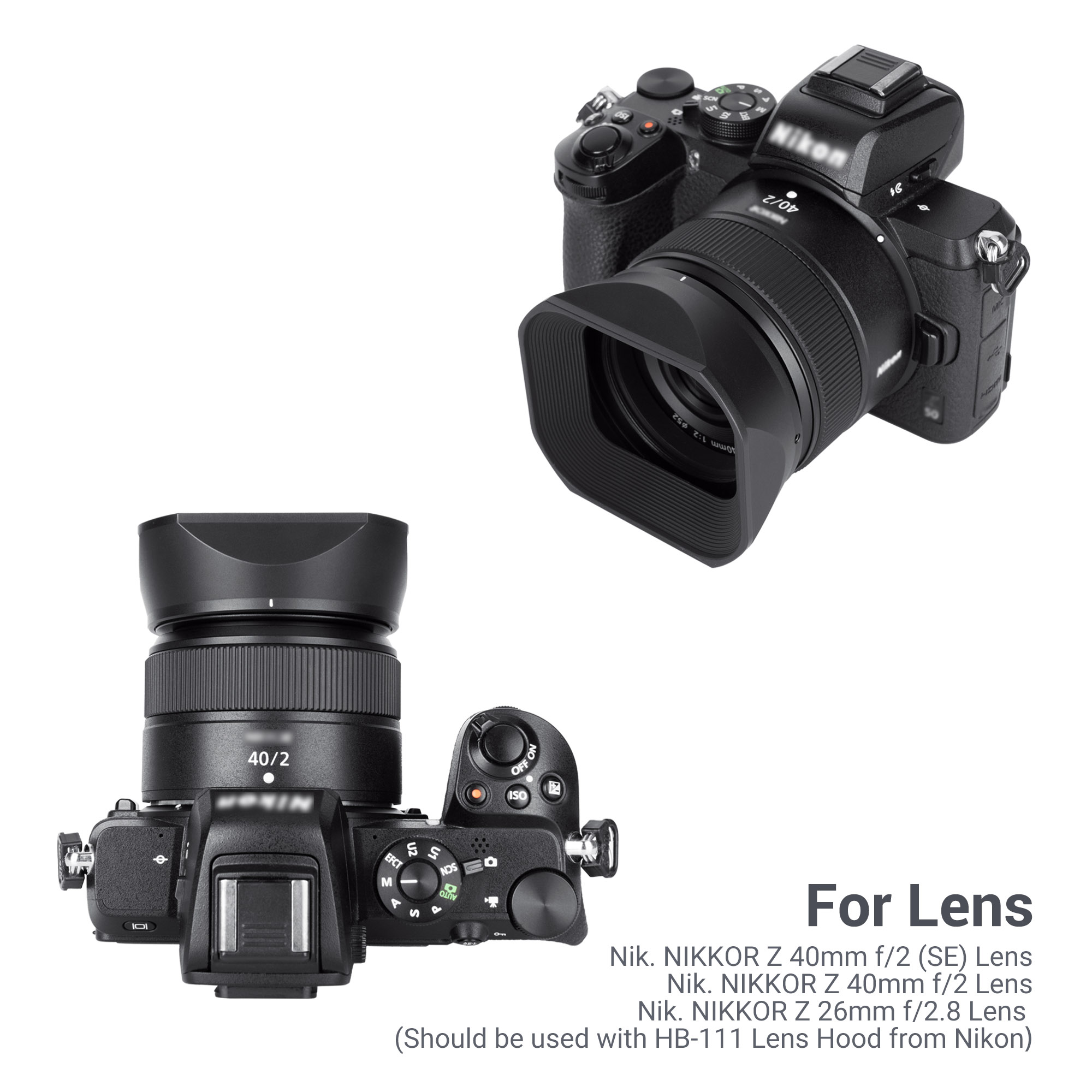 Metal Lens Hood for Nikon Nikkor Z 40mm f/2 (SE), Z 40mm f/2 and Z