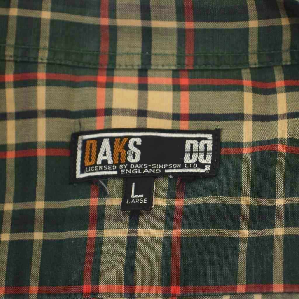 ダックス DAKS シャツ カットソー 麻 リネン L 緑 グリーン チェック柄