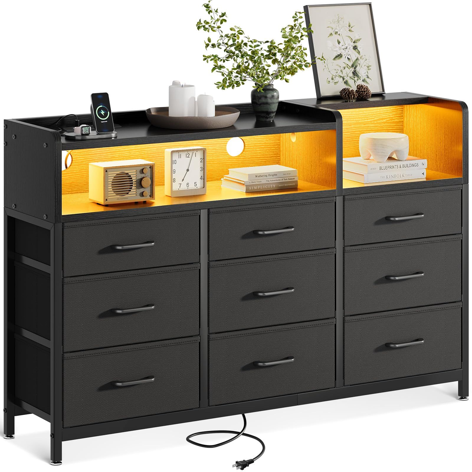 AODK タンス チェスト 衣裝ケース 収納ケース 衣装棚 洋服収納 led付き