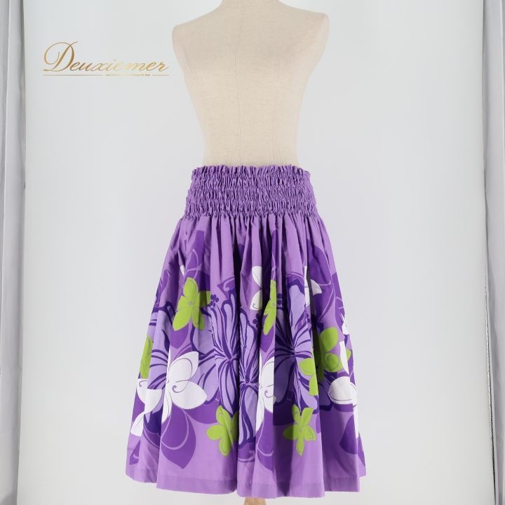 リバーシブルパウスカート 紫色 花柄 フラダンス 衣装 パウスカート