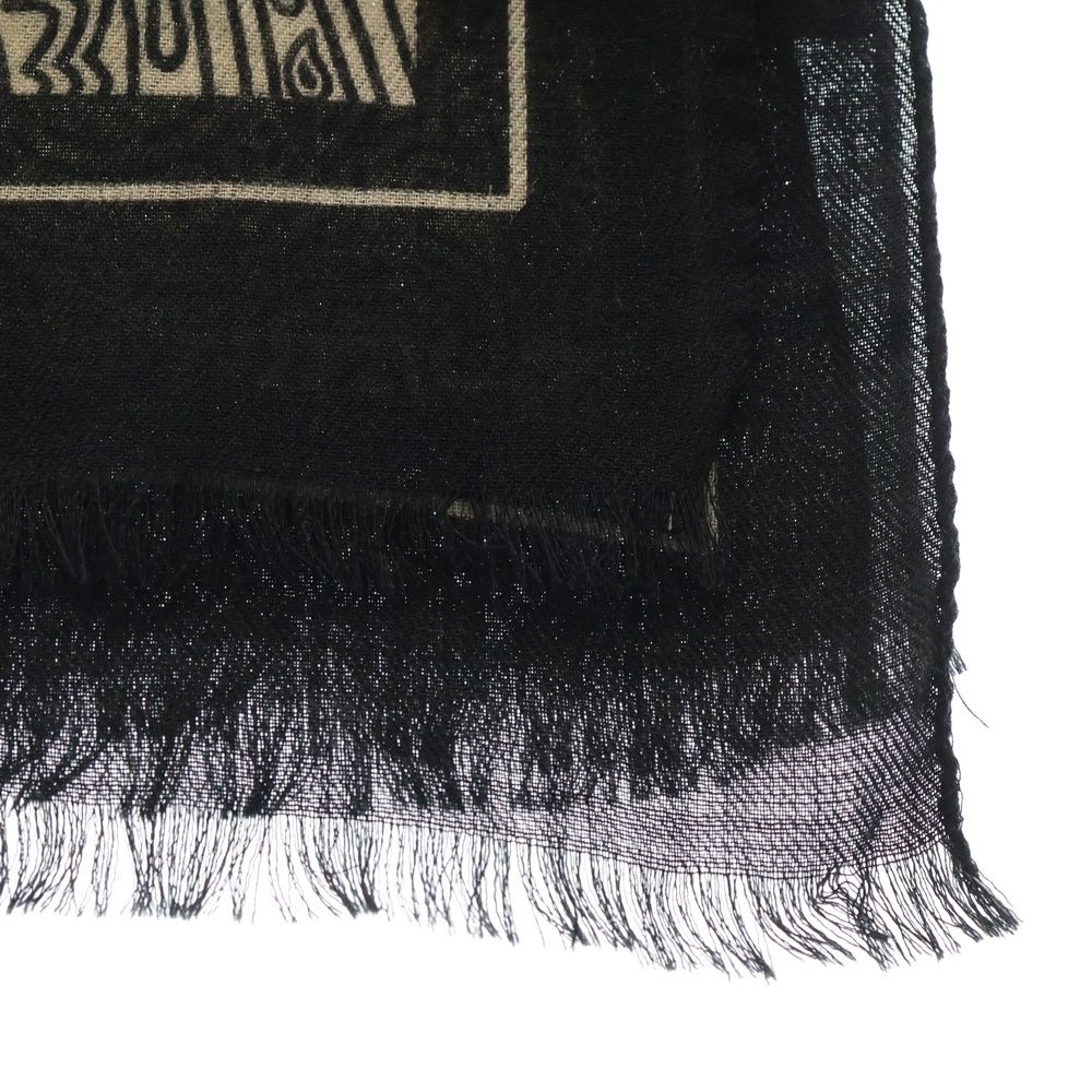 ETRO (エトロ) イタリア製 総柄 ウールシルクストール ブラック