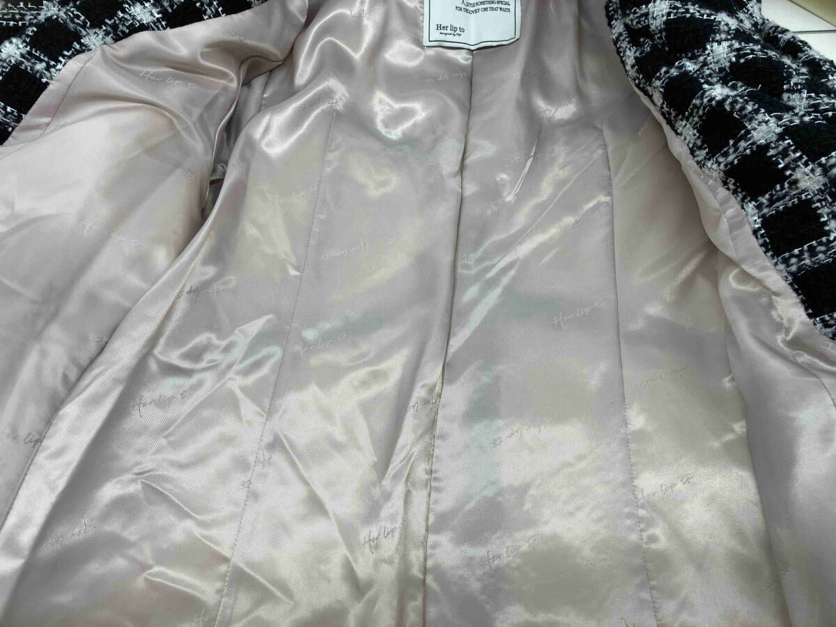 新品タグ付】Her lip to LOOP YARN TWEED BELTED DOWN COAT