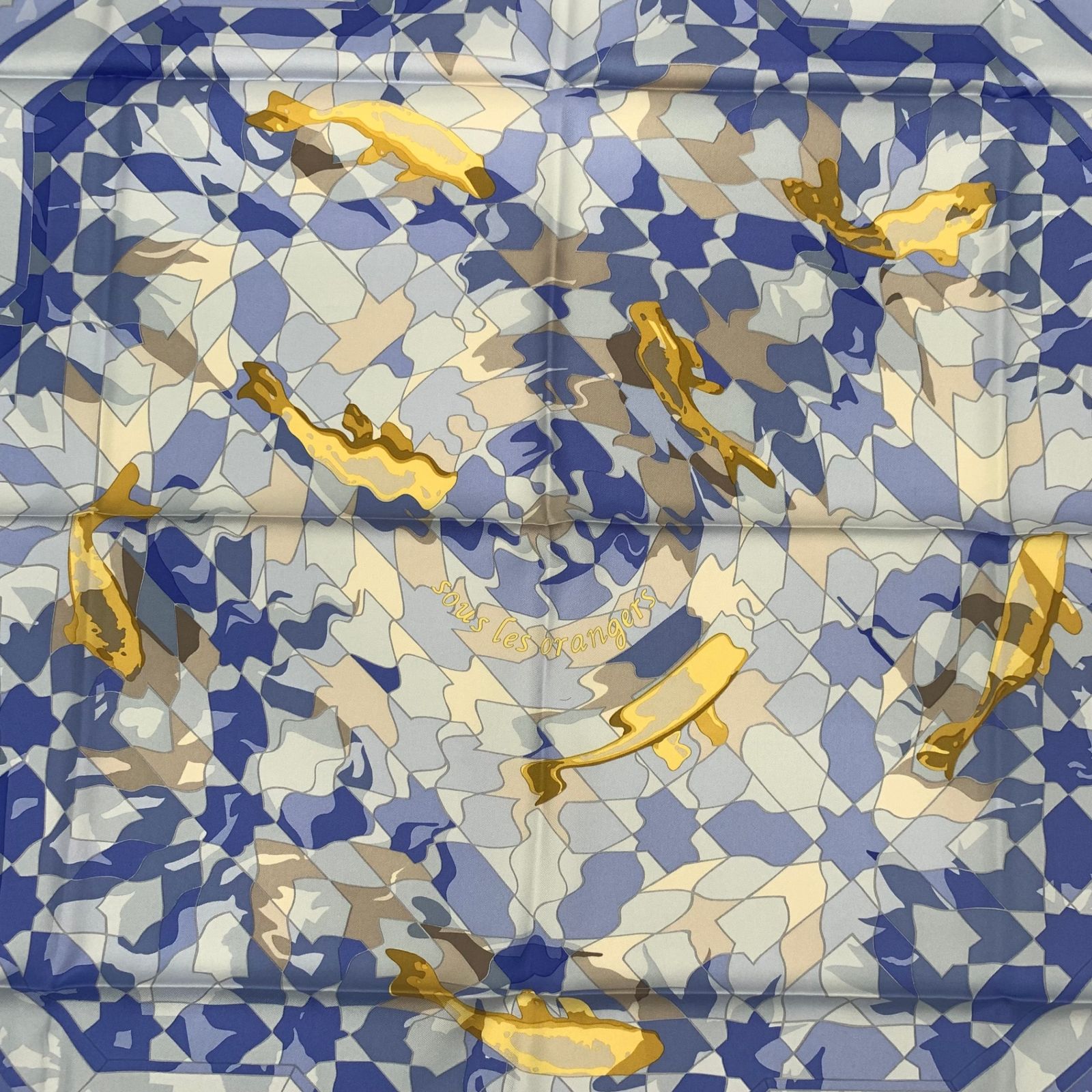 HERMES エルメス カレ90 Sous les Orangers オレンジの木の下で ブルー