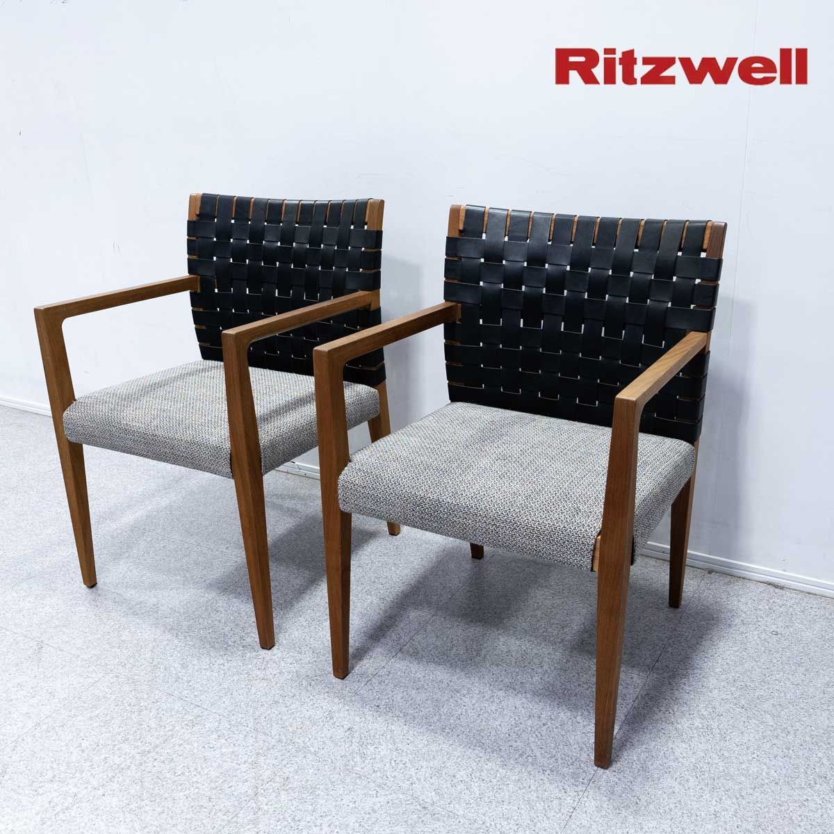 Ritzwellリッツウェル KLINTクリント ダイニングチェア 黒本革① 中古