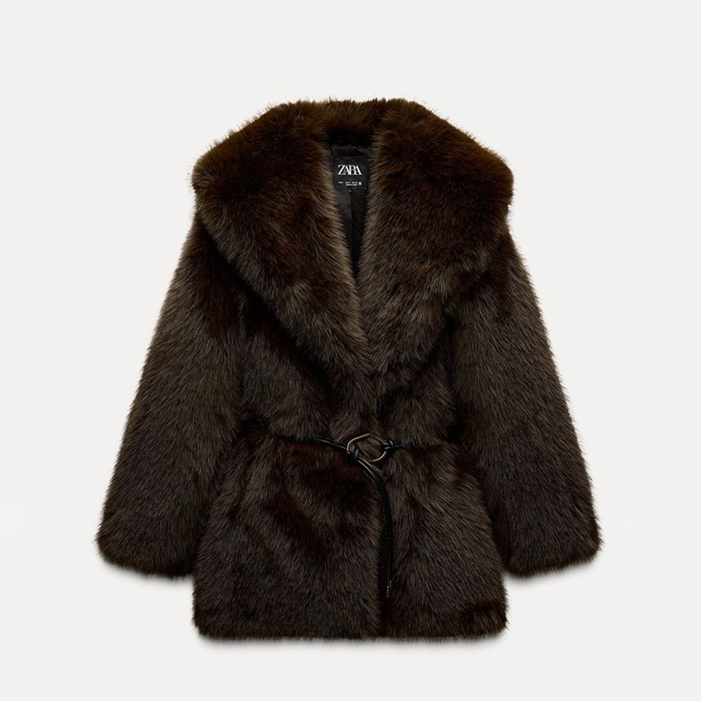 新品 ZARA ザラ レディース フェイクファー 毛皮 コート アウター S