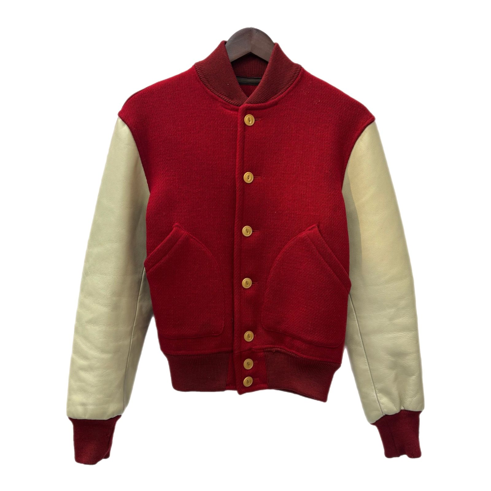 MILITARY THE REAL McCOY'S◇スタジャン/38/ウール/RED/レザー