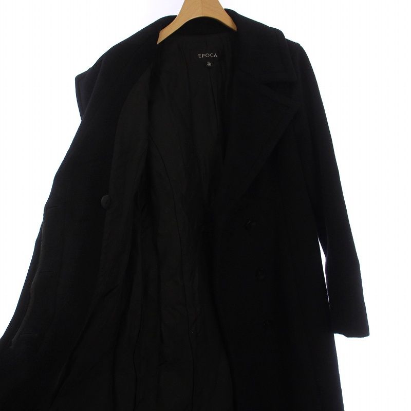 エポカ EPOCA ロングコート アンゴラ ベルト 2WAY アウター 40 M 黒