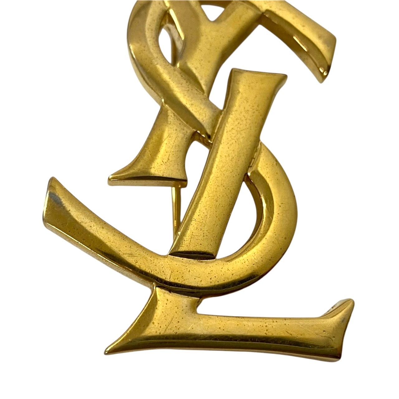 YVES SAINT LAURENT】YSLロゴ ブローチ ゴールド/金カラー