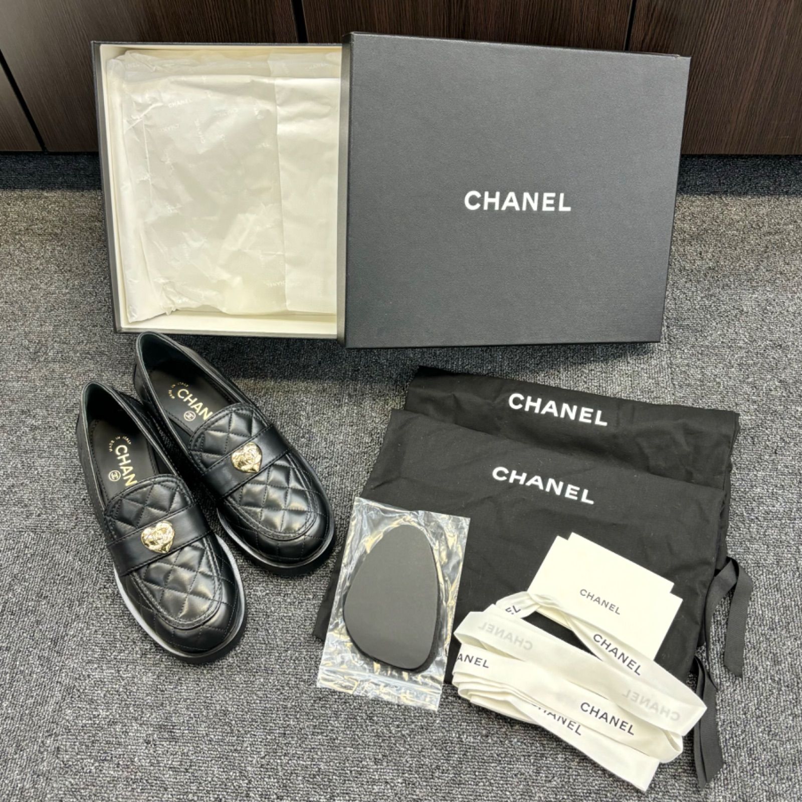 未使用品◎CHANELシャネル ローファー/マトラッセ/ハートモチーフ/ココ