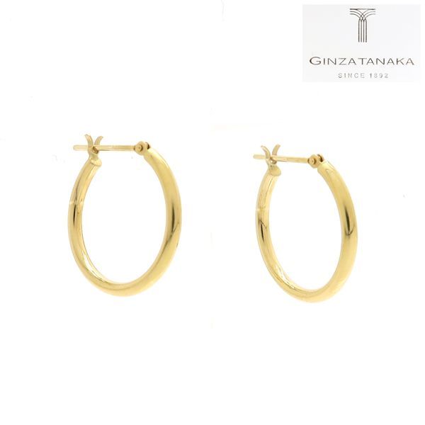 田中貴金属 K18 フープピアス 20mm イエローゴールド 美品 箱付 GINZA