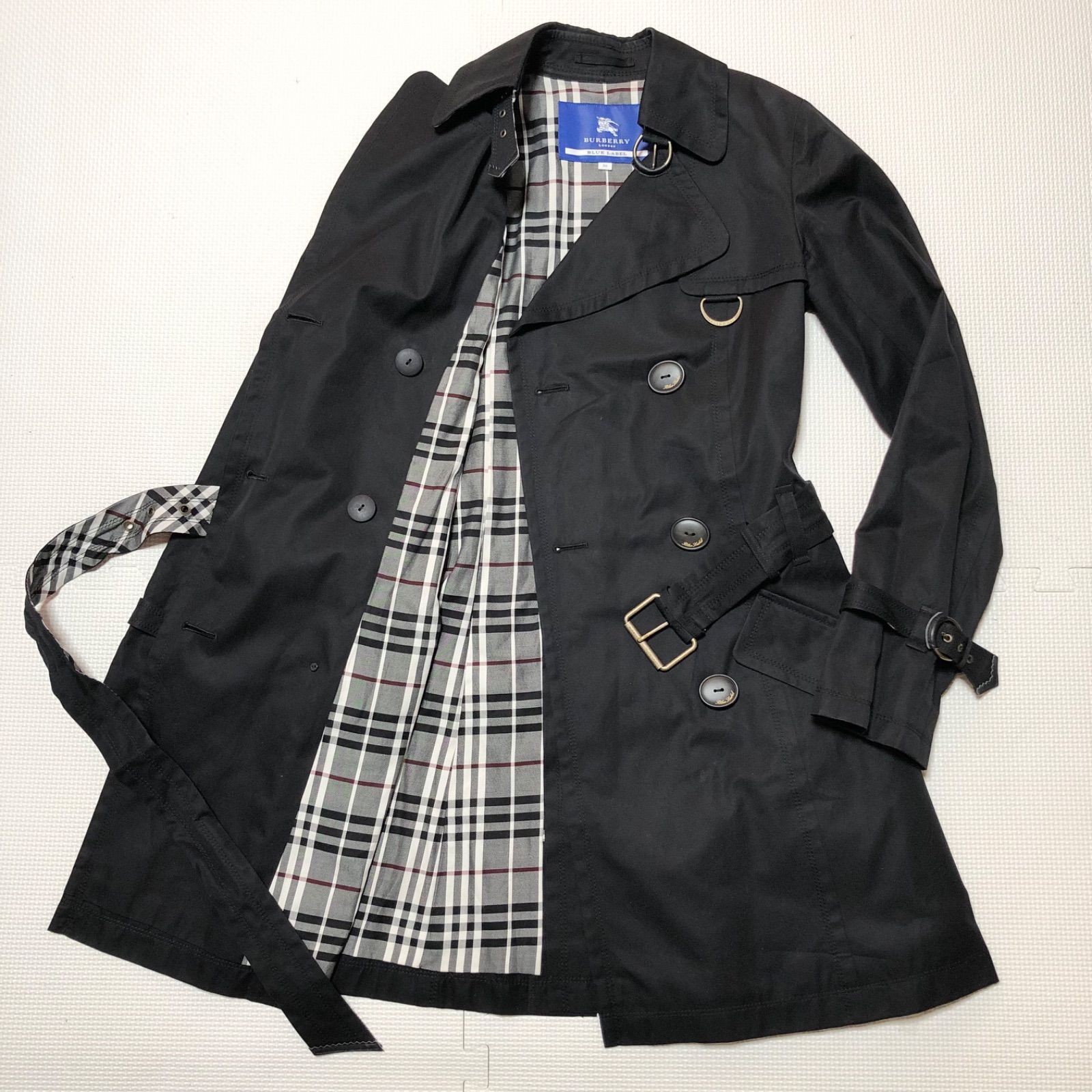 BURBERRY BLUE LABEL チェック柄トレンチコート 38 ⬜︎20 20万☆超美品