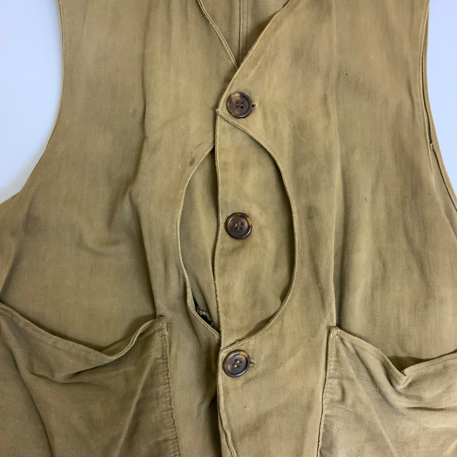 10s20s30sビンテージハンティングベストハーフムーンポケット半月型20