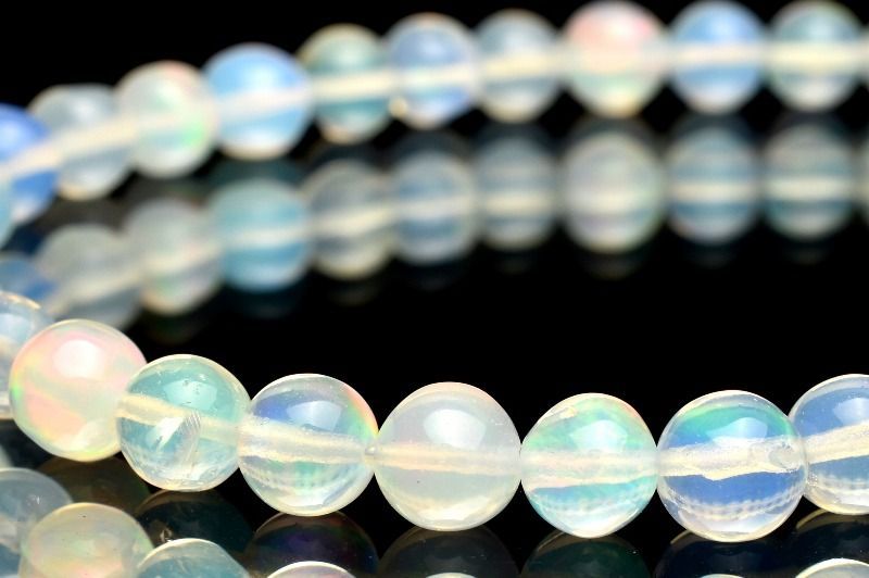 天然エチオピア産オパール シルバー925 ボタンカットブレスレット