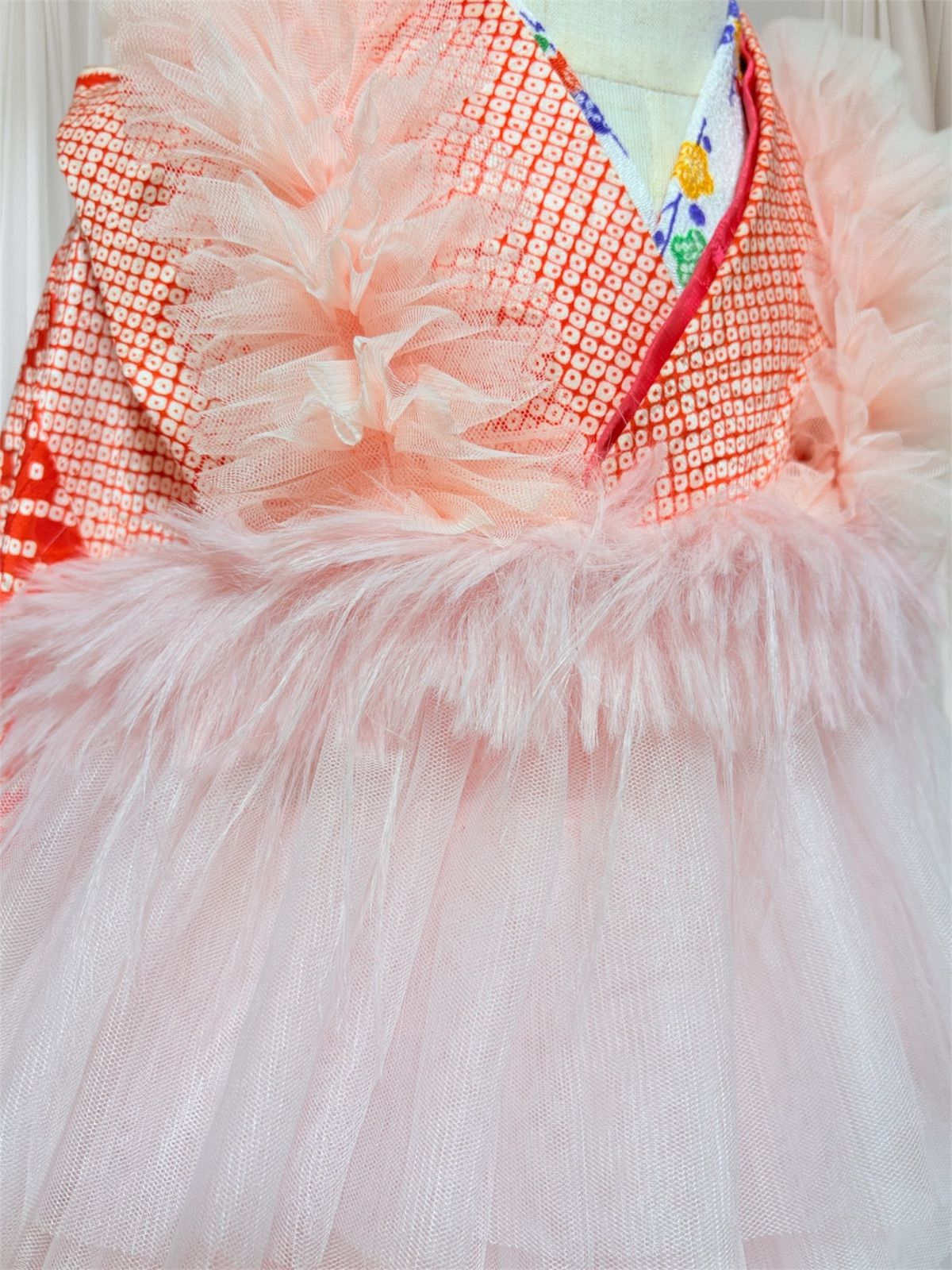 レース被布 被布エプロン チュール被布 ピンク チュール被布 七五三 3