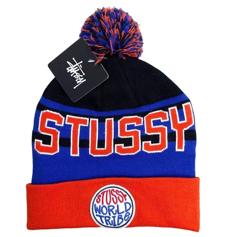 新品タグ付き！ステューシーStussyニットキャップ帽子ビーニーポンポン