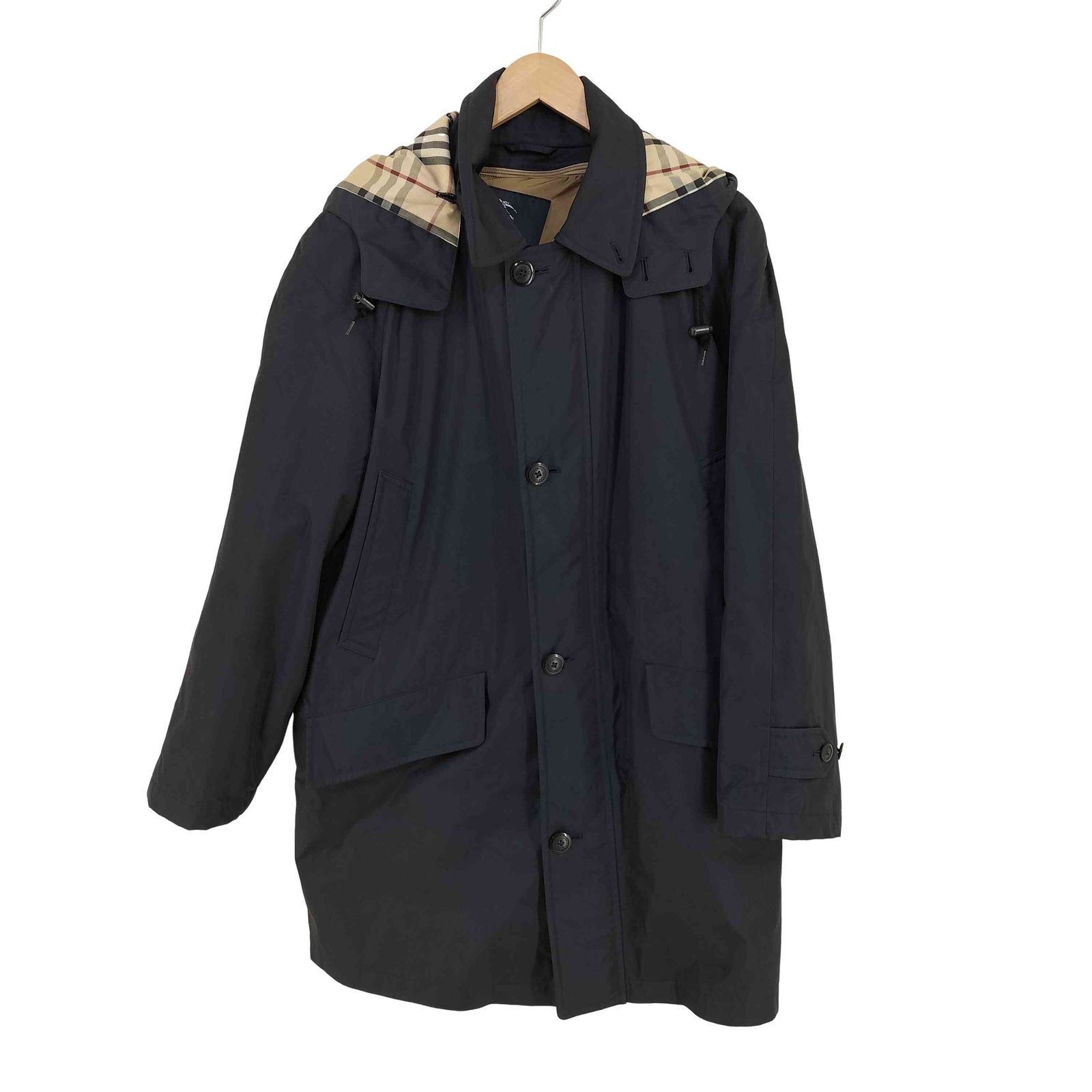 Burberry London ノバチェック ステンカラーコート 紺 ライナー付