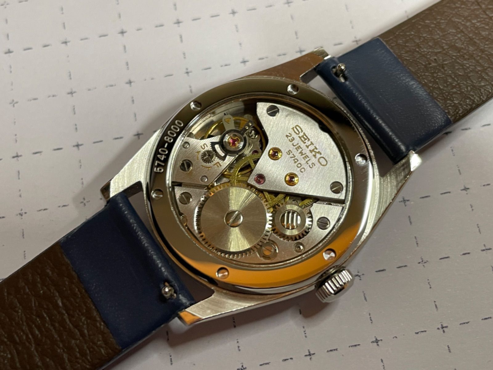 セイコー ロードマーベル36000用 シースルーバック 丸溝タイプ 刻印