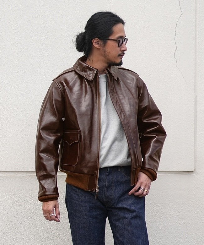 G-ⅢA2 HUGO BOSS レザージャケット A2ジャケット ブラウン 古着 riri
