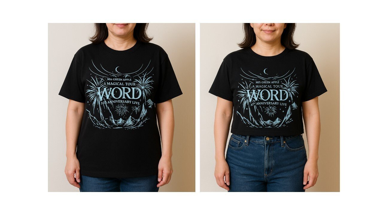 ChatGPTで着画作ってみた！ミセスライブのクロップド丈Tシャツ、私の