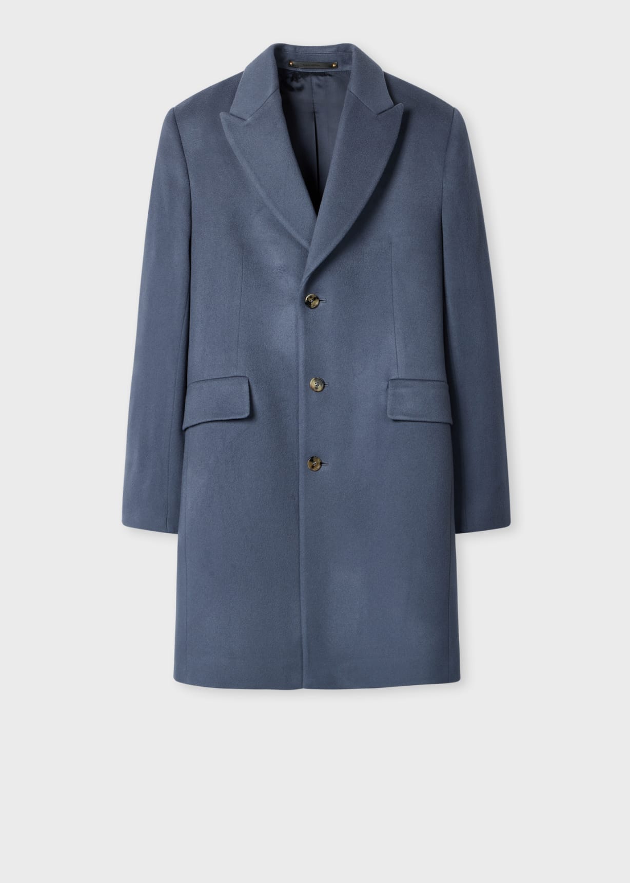 Men's Steel Blue Wool-Cashmere Epsom Coat