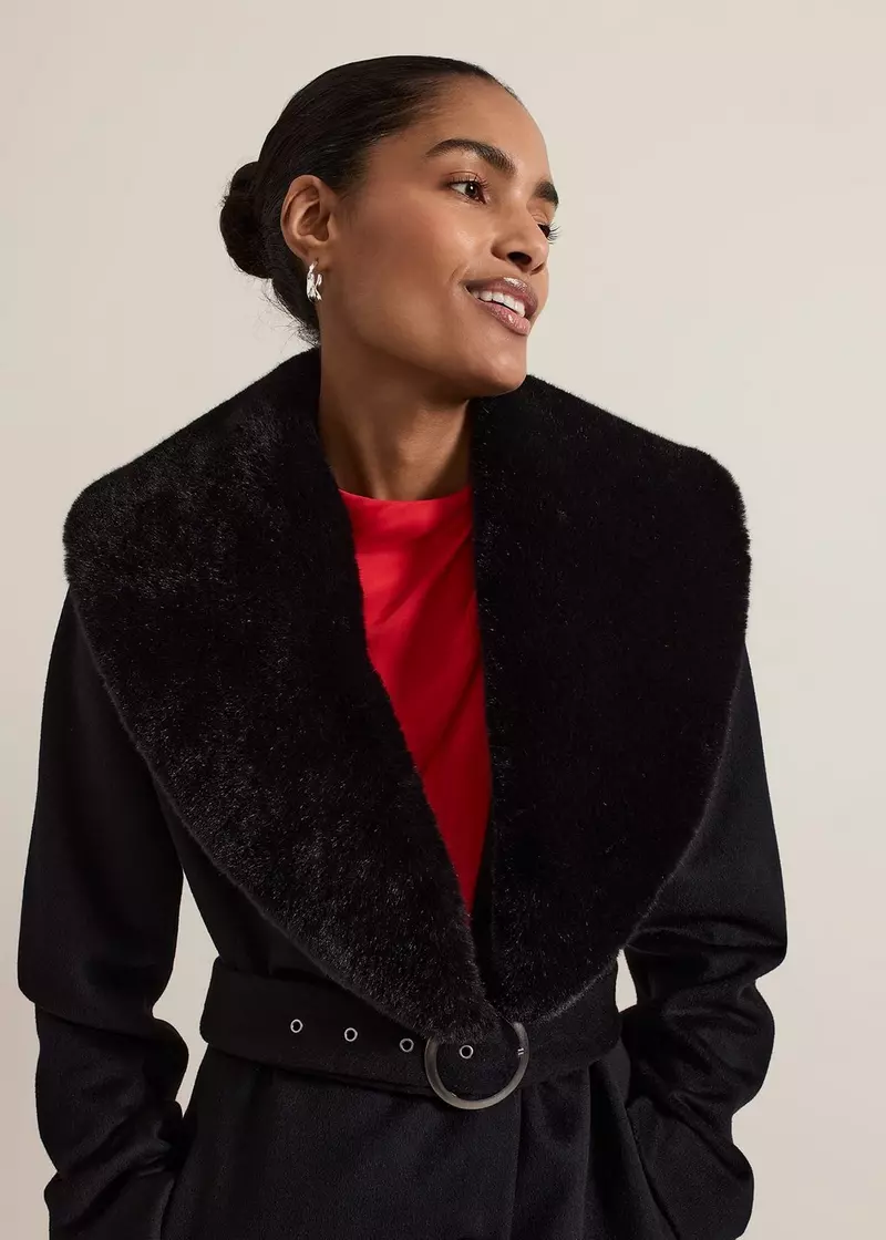 Zylah Faux Fur Collar Wool Smart Coat | Phase Eight ROW |