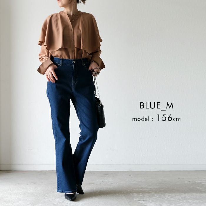 ストレッチデニムフレアパンツ レディース M L LL 3L ≪ゆうメール便