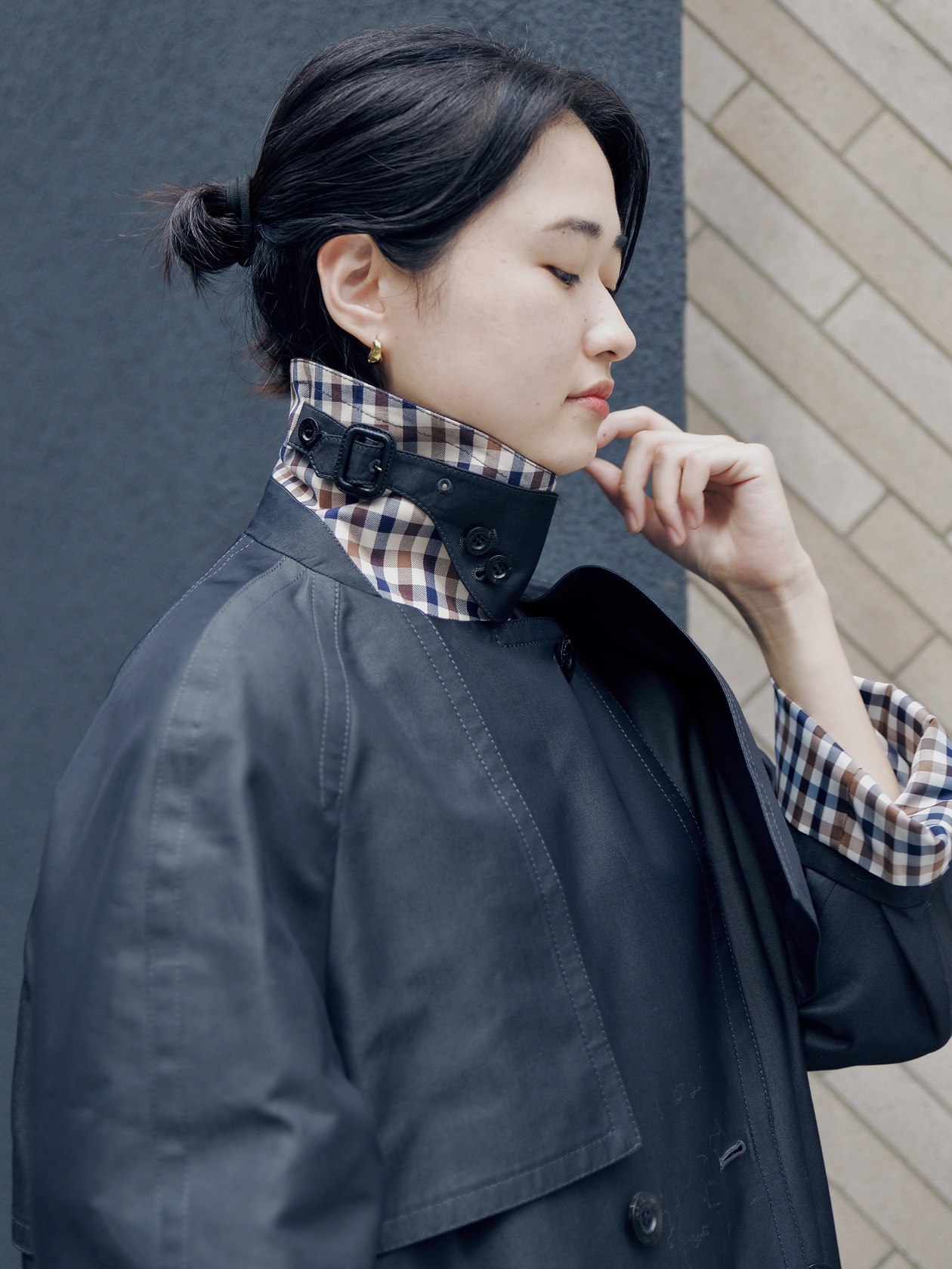 新品【アクアスキュータム】レインコート フード脱着可 M-L きれいな