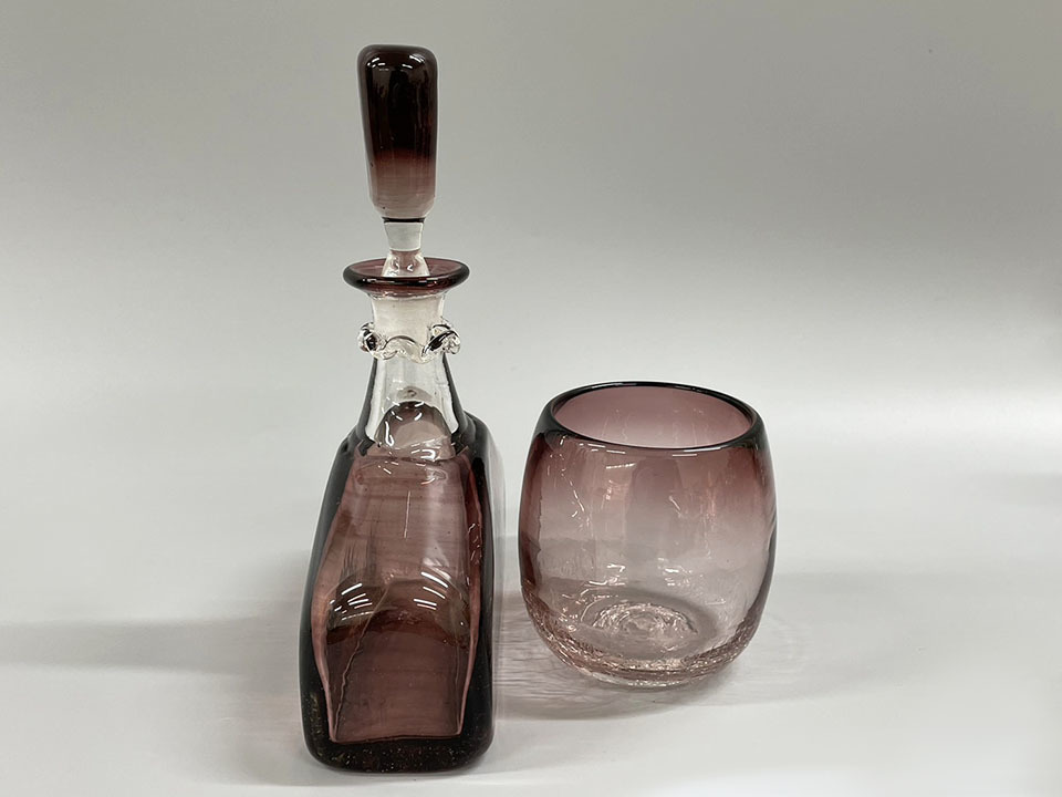 倉敷ガラス 小谷眞三 民藝 民芸 デキャンタ 角瓶 吹きガラス 倉敷