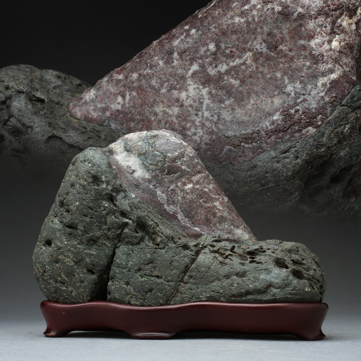 鑑賞石 素晴らしい風景 山の風景 石製置物 木製台座付き Yahoo