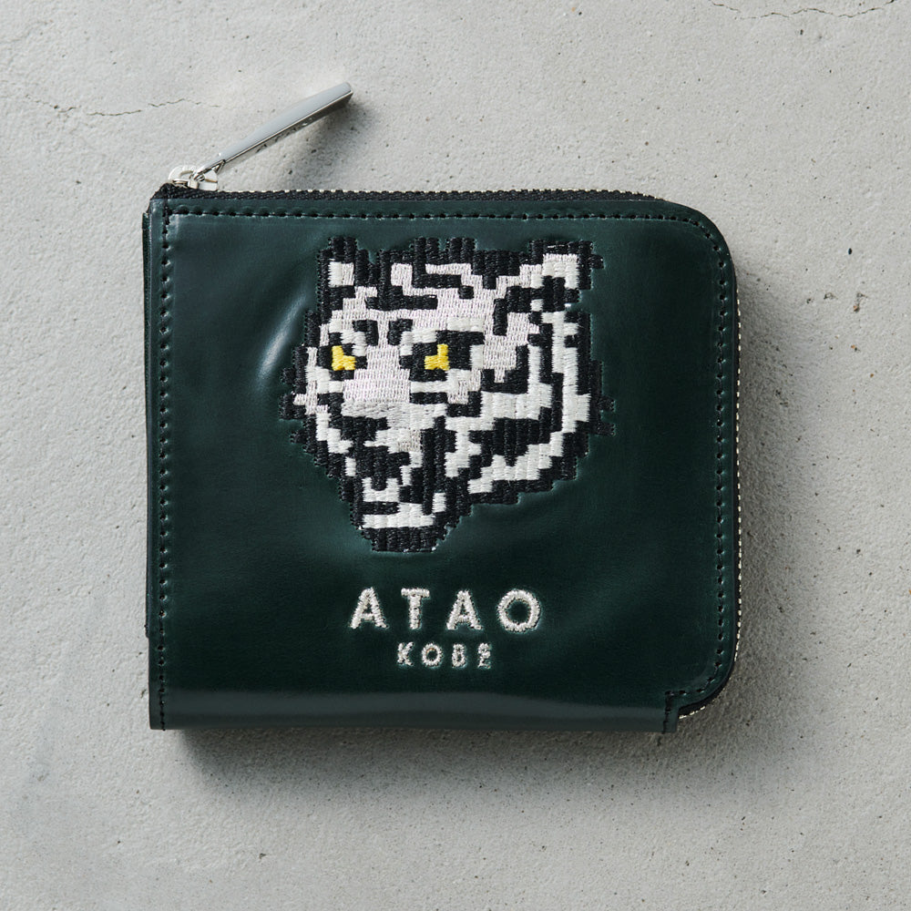 限定】希少なコードバンのミニ財布｜銀糸で刺繍されたホワイトタイガー