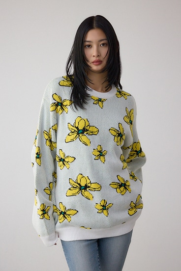 フラワーダブルジャガードニット｜MEN｜251IAC70-0081｜AZUL BY MOUSSY