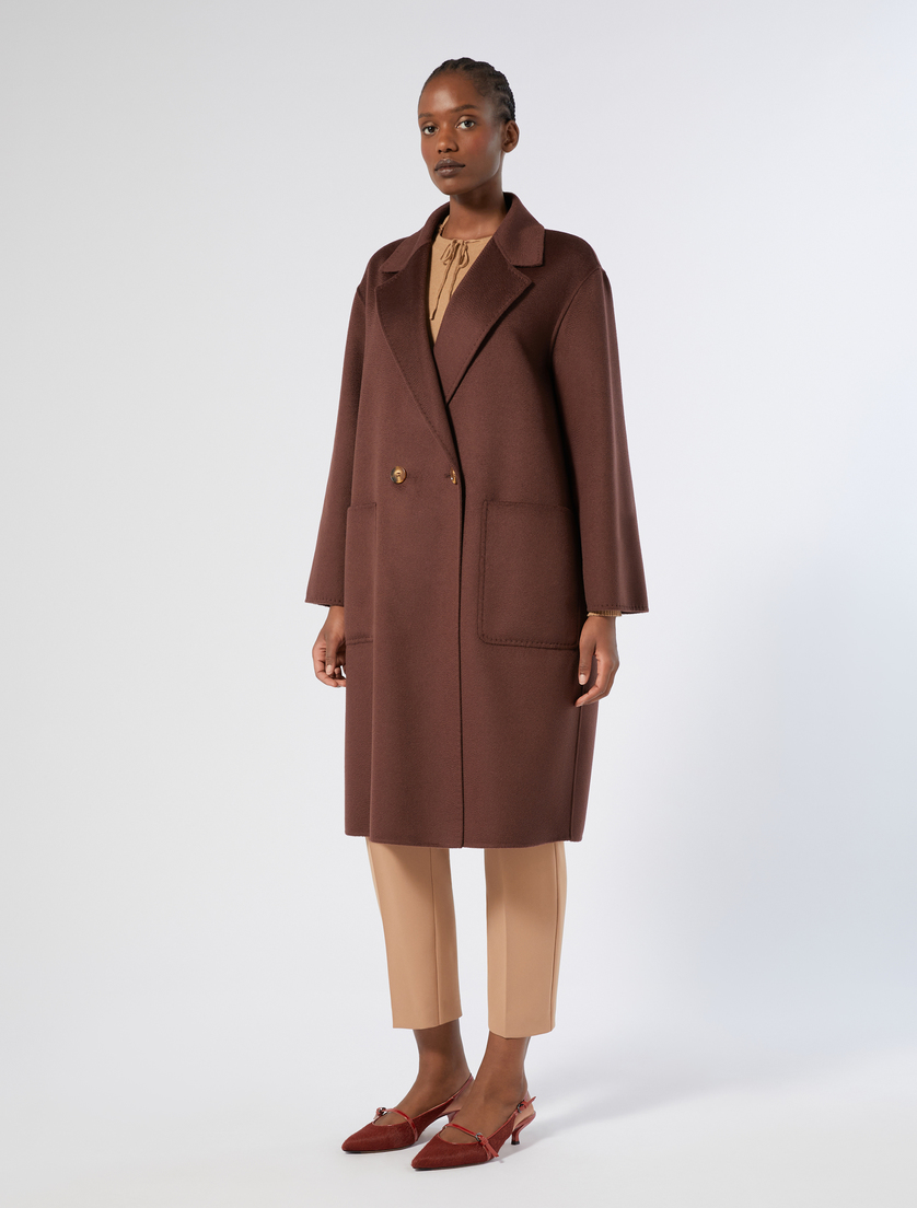 Double-sided wool coat, bordeaux | Marina Rinaldi
