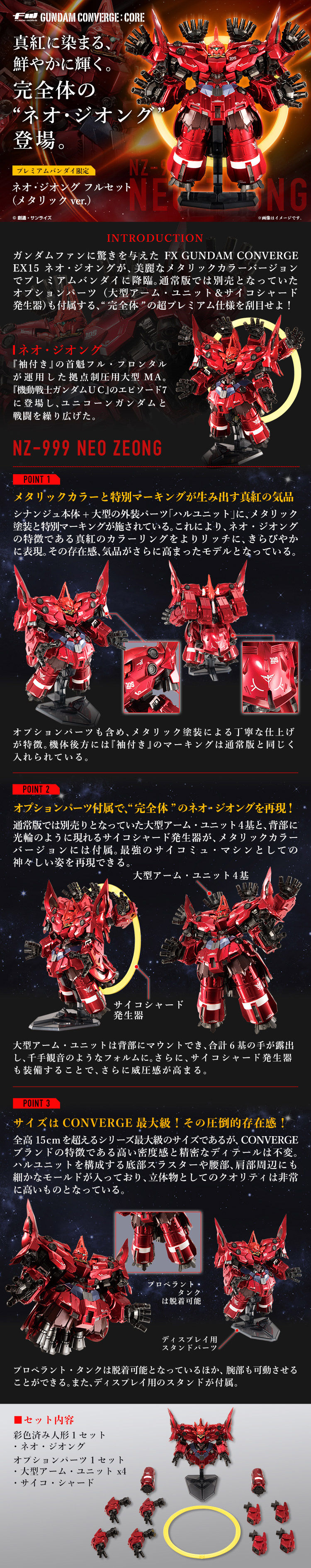 FW GUNDAM CONVERGE:CORE ネオ・ジオング フルセット（メタリックver