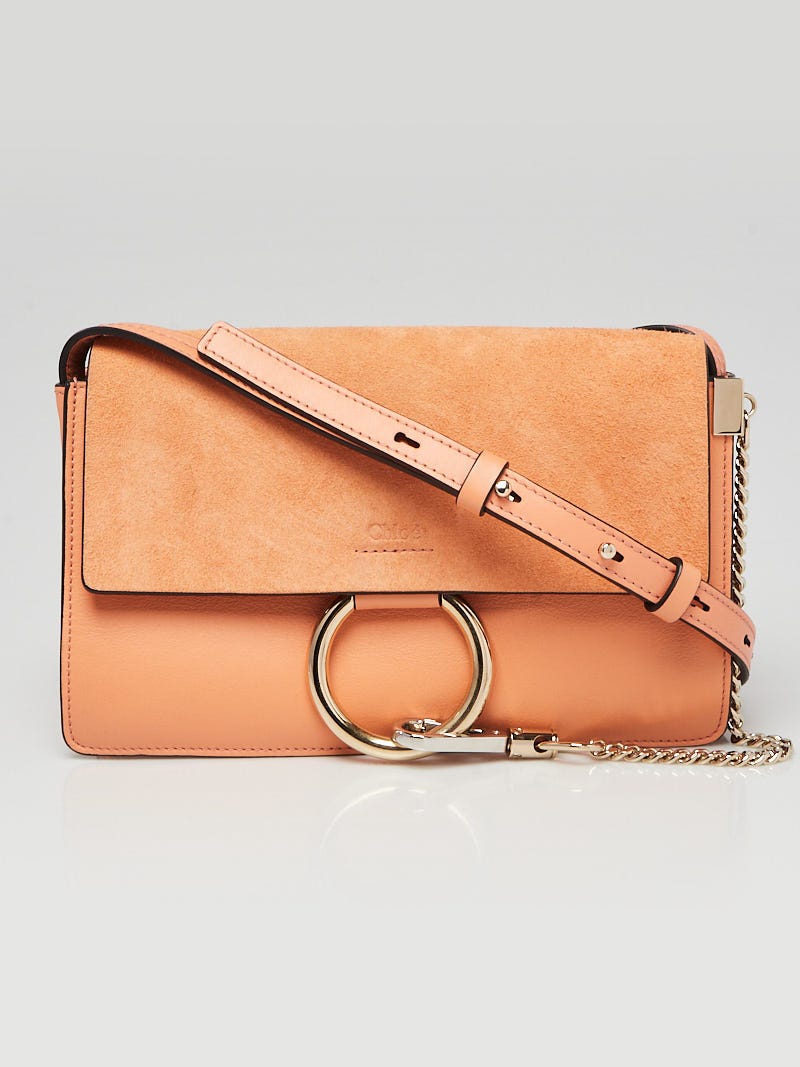 Chloe Peach Leather and Suede Small Faye Bag | Yoogi's Closet