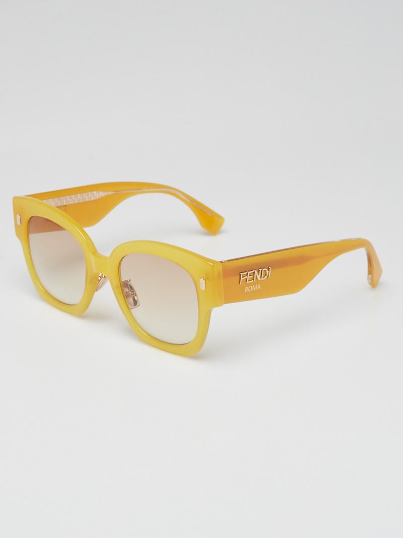 Fendi Light Yellow Acetate Gradient Square Frame Sunglasses - FF