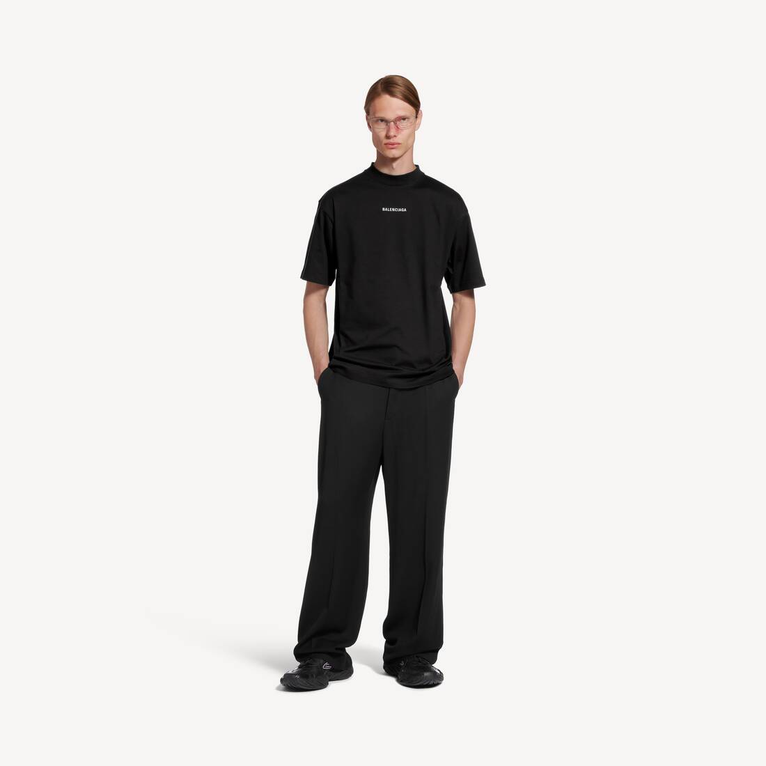 New Balenciaga Back T-shirt Medium Fit in Black | Balenciaga US