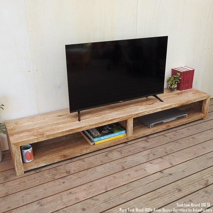 超低い！チーク無垢材 テレビ台 幅180cm 奥行35cm 高さ25cm SLWW