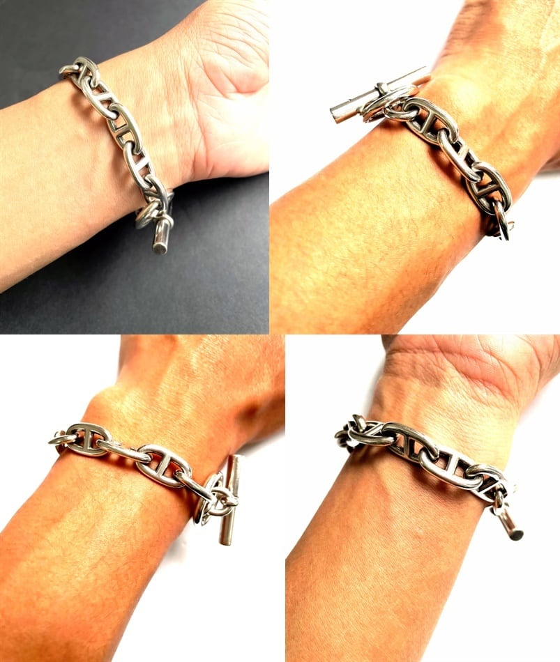 HERMES エルメス シェーヌダンクル ブレス GM 12コマ SV925 手彫り