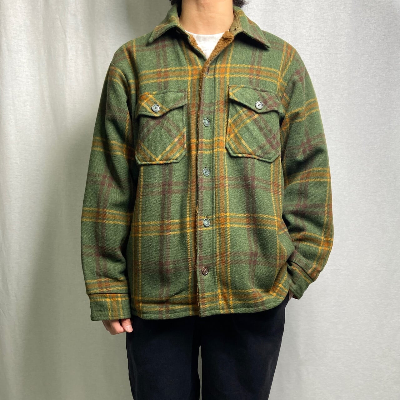 70年代 WOOLRICH ウールリッチ チェック柄 ボアライナー ウールシャツ
