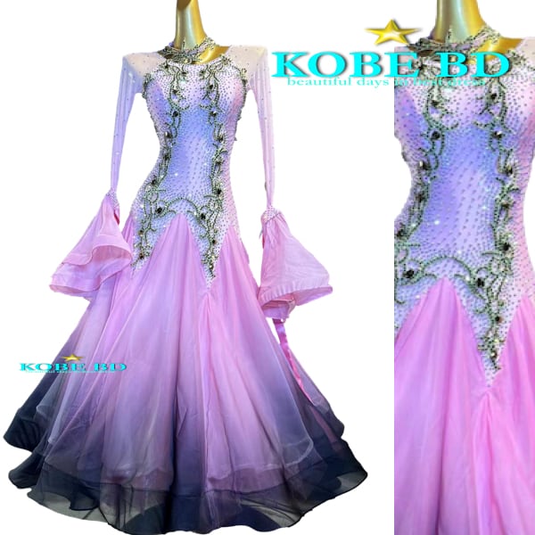 社交ダンスドレス イージーオーダー】グラデーションピンクtoブラック