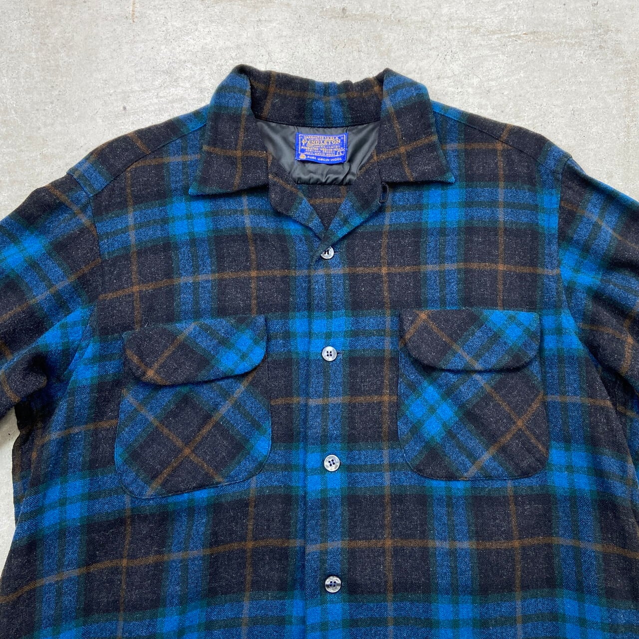 60年代 USA製 PENDLETON ペンドルトン チェック柄 開襟 ウールシャツ
