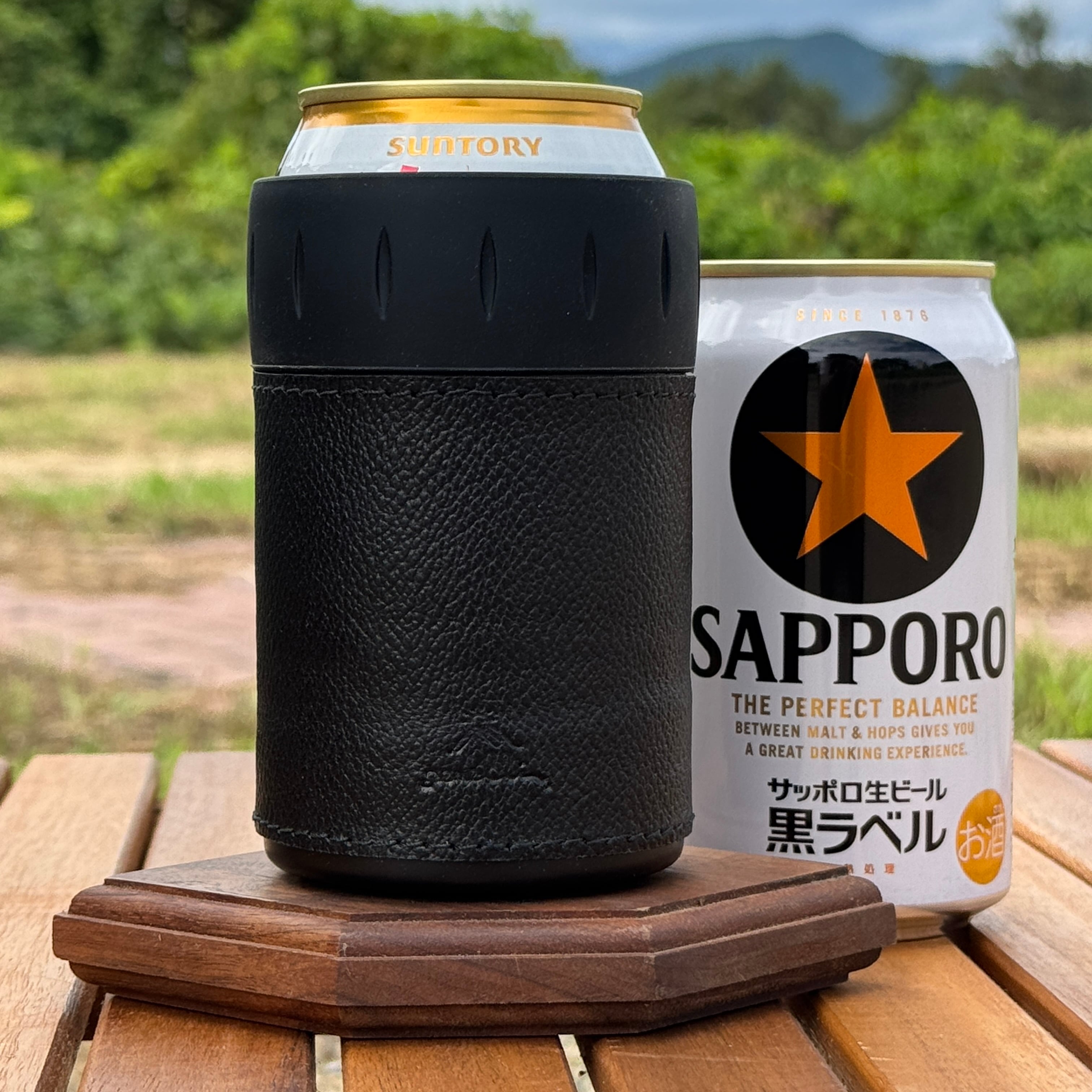 サーモス保冷缶(350ml)レザーカバー ブラック | gemelli（ジェメリ）