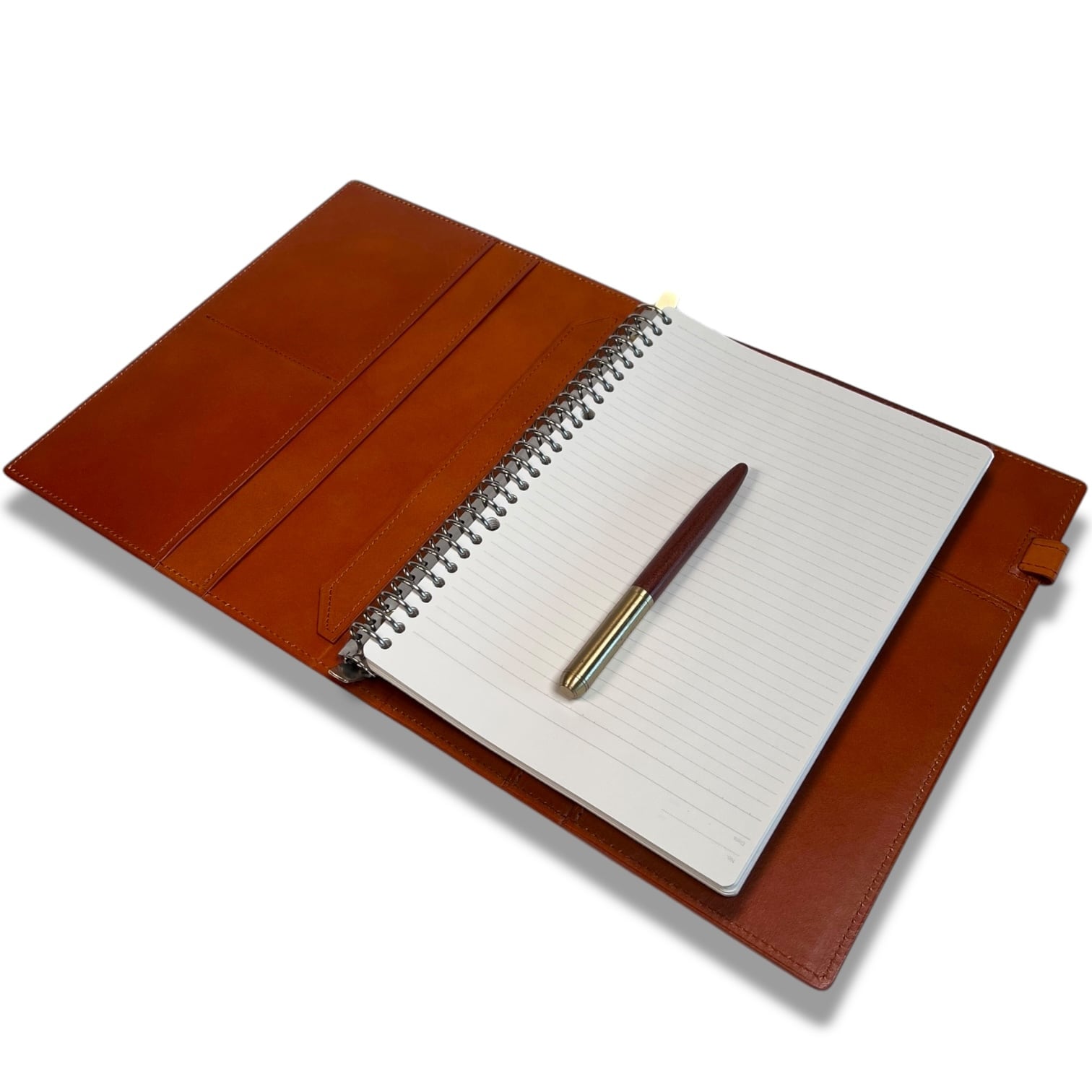 B5 26穴 本革リングファイル キャメル ルーズリーフ／クリアファイル用