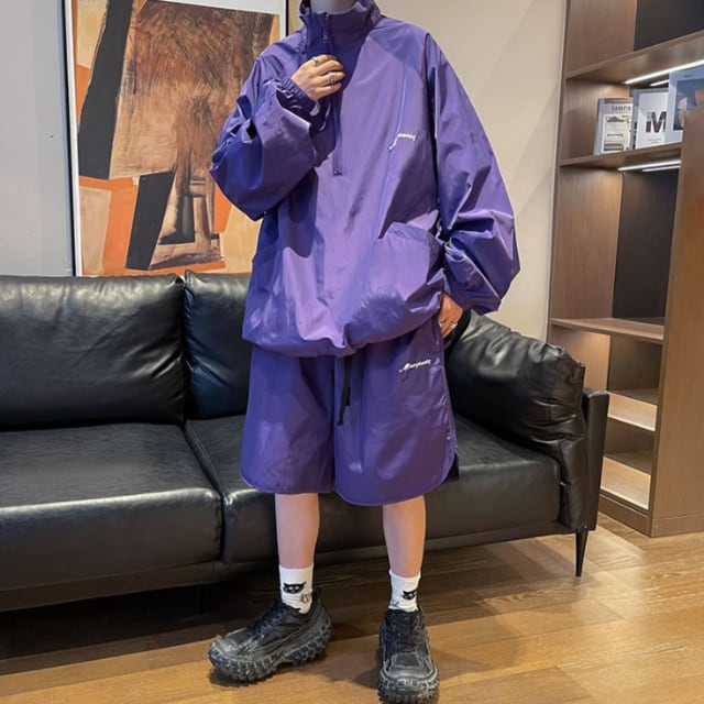 予約販売】メンズ セットアップ 上下 ジップアップ ナイロン 長袖