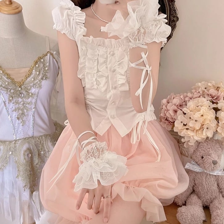 レースアップフリルハンドスリーブ ・55353 | sucrier ( シュクリエ