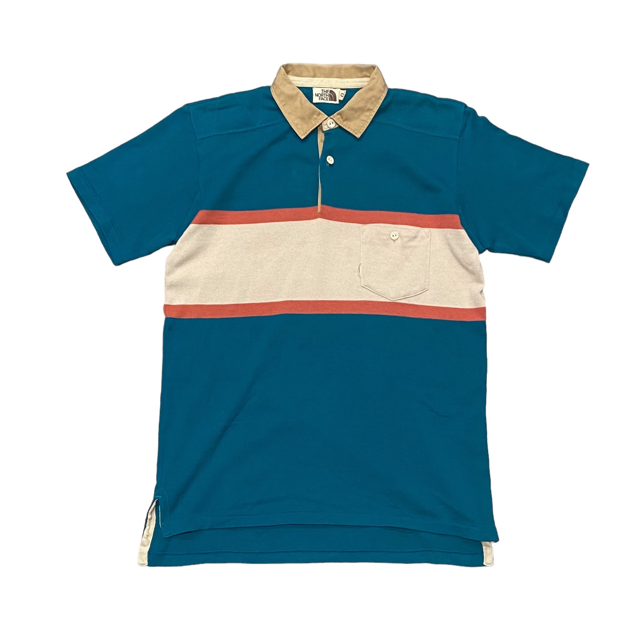 80's 茶タグ The Norca Face S/S Rugby Shirt / ノースフェイス