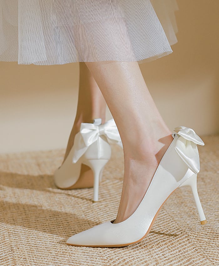ブライダル 2WAY リボン シューズ ヒール 6.5cm 商品番号：56830286