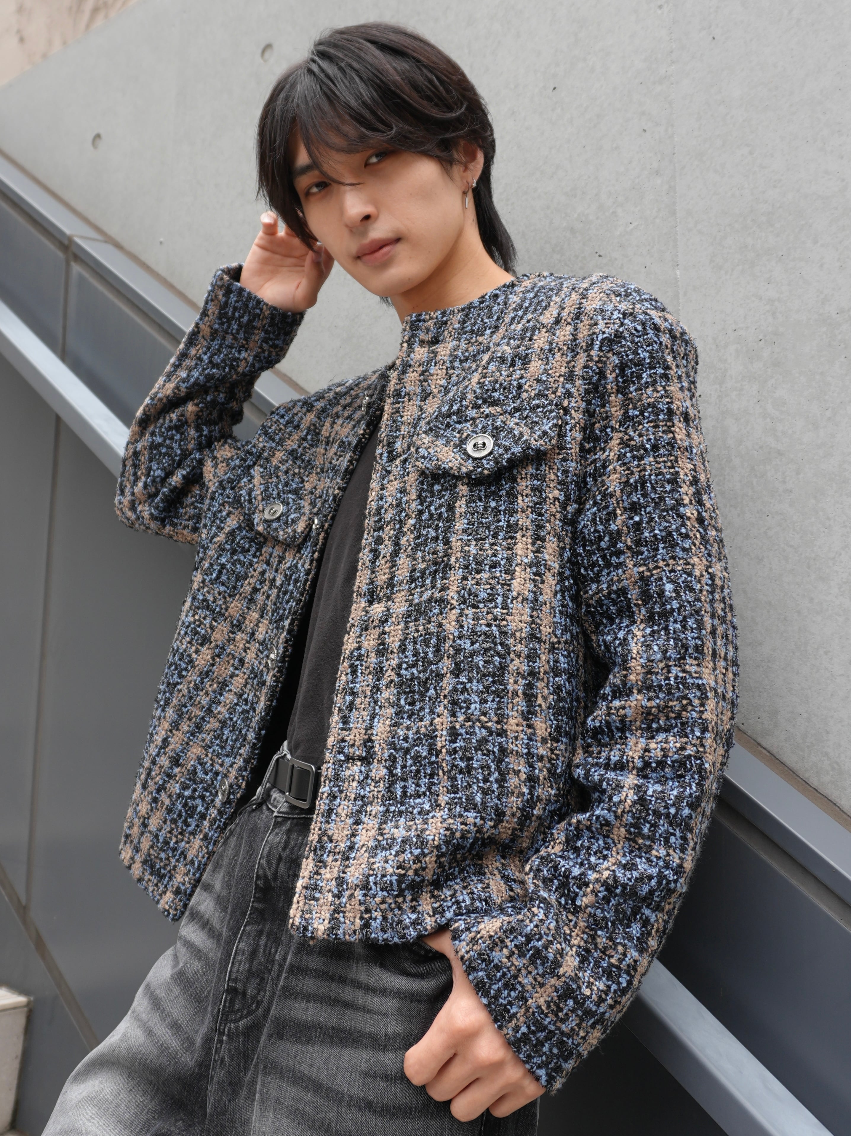 ALUDE SELECT】blue chuck tweed jacket | 【ALUDE】韓国メンズ