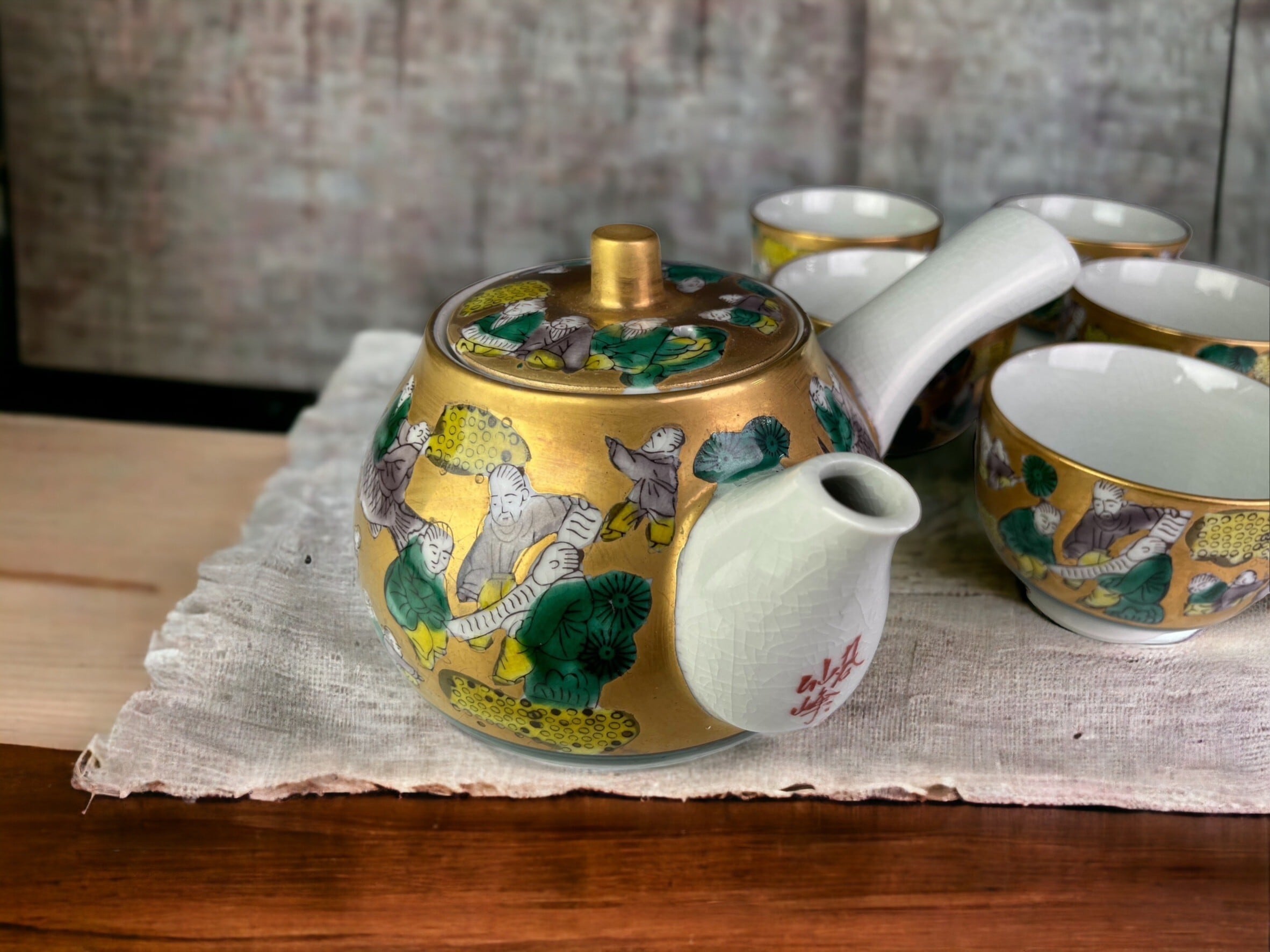 備前焼 宝瓶 煎茶道具 急須 茶器 手捻り 霊芝摘 在銘 備前焼 急須