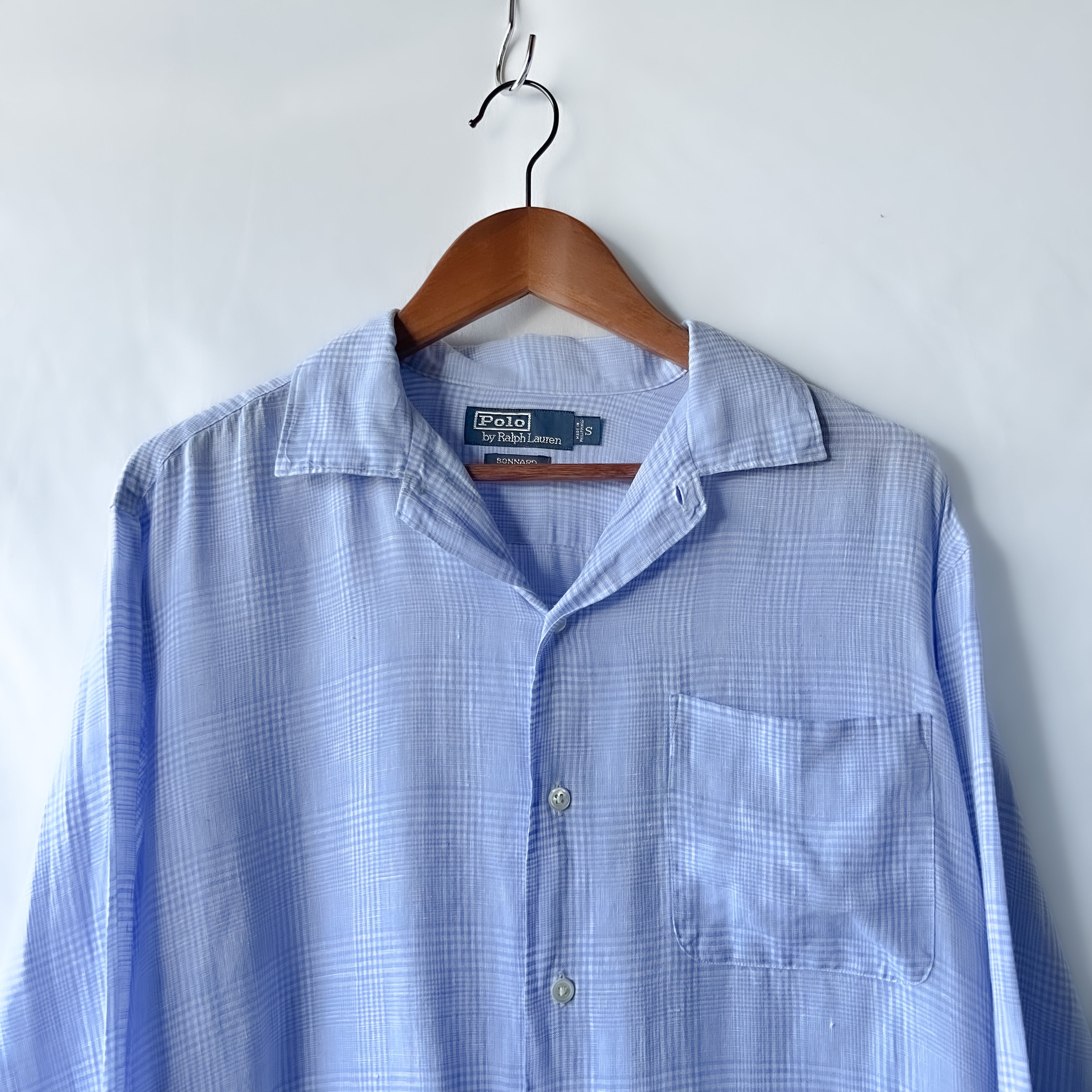 90s “polo by ralph lauren” bonnard linen open collar shirt